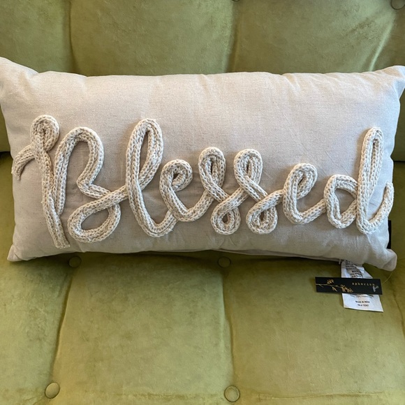 Aphorism Other - Blessed Linen Look Fabric Lumbar Pillow